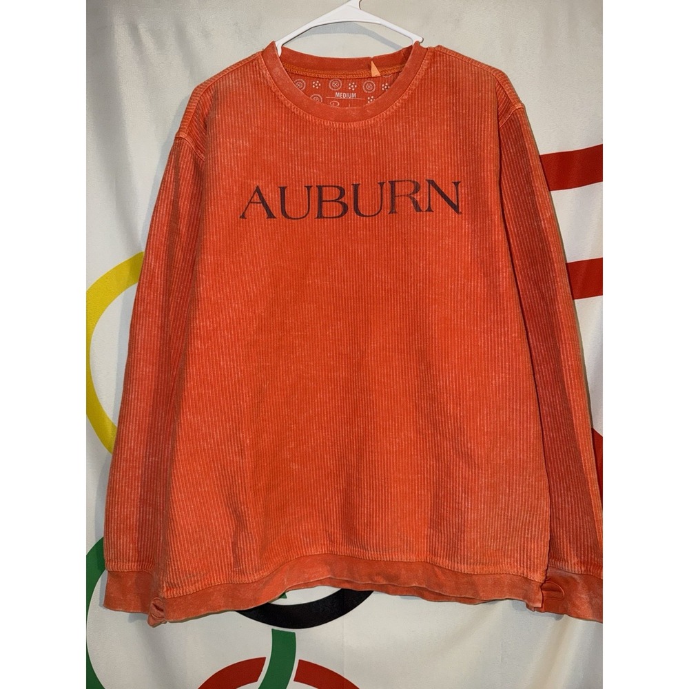 Pressbox Auburn Tigers Sweatshirt Medium Football Orange Ribbed